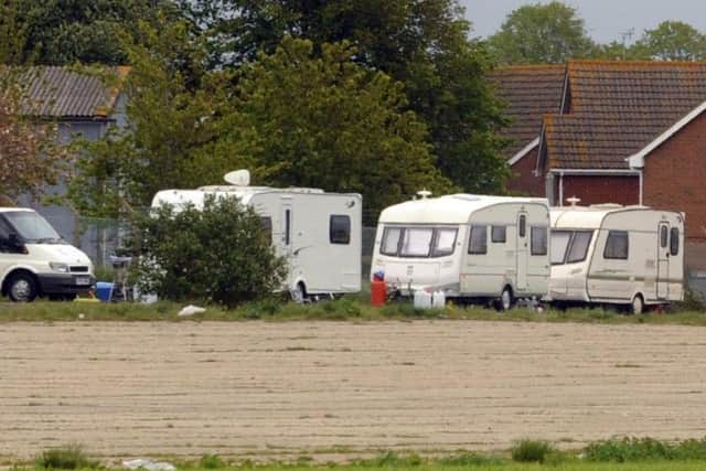 Travellers have reportedly pitched up at Tangmere Airfield. Pictured are travellers who moved onto the land in 2013.