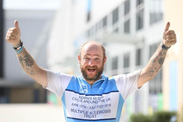 Kenny Smith back in Chichester after 50-day cycle around UK. Photo by Derek Martin Photography. DM1975671a