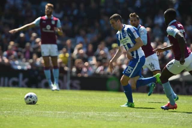 Brighton & Hove Albion's Jamie Murphy in action against Aston Villa. Picture by PW Sporting Pics